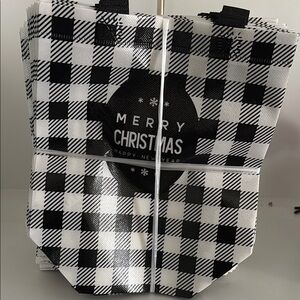Black and White Checkered Christmas Tote